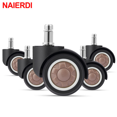 NAIERDI 5PCS 2 Inch TPR Soft Wheel Office Chair Caster Replacement Mute Rubber Casters Safe Roller Furniture Wheel Hardware ► Photo 1/6