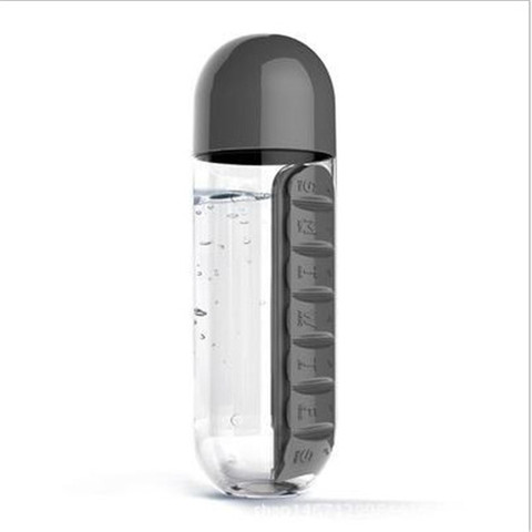 Seven-day Pill case cup 600ml Sports Water Bottle Plastic Convenient With Daily Pill Box Organizer Drinking Tour Hiking Cup ► Photo 1/5