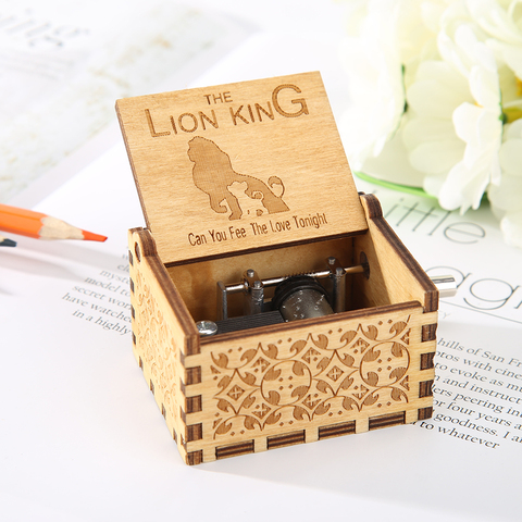 Antique Carved Lion King Music Box Hand Cranked Wooden Musical Christmas Birthday Gift Home Decoration ► Photo 1/6