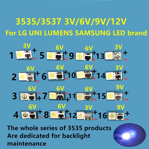 50-100PCS For LG UNI LUMENS SAMSUNG LED brand new and original 1W 3V 2W 6V 3535 2.4W cool white LCD backlight TV application ► Photo 1/6