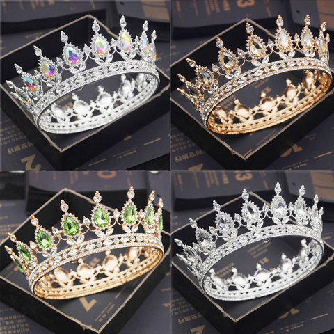 Bride Royal Purple Crystal Queen King Tiaras and Crowns Bridal Pageant Diadem Head Ornament Wedding Hair Jewelry Accessories ► Photo 1/6