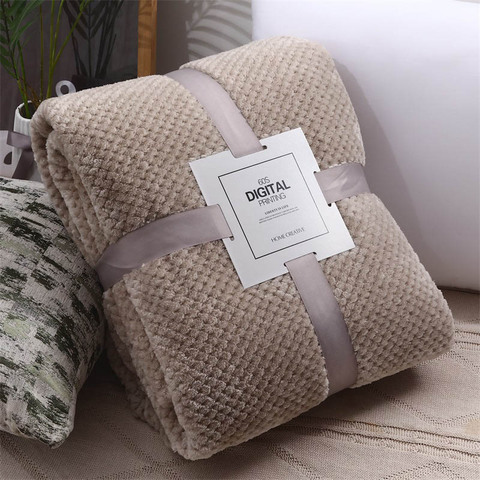 Solid Soft Warm Fleece Plaid Blankets and Bedspreads Living Room Bedroom Air Conditioning Bed Blanket For Sofa Bedding Mantas ► Photo 1/6