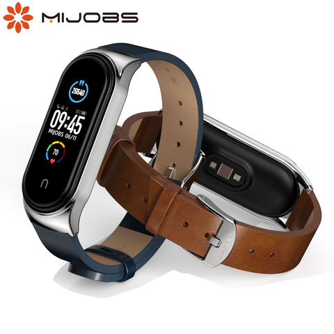 Band Strap for Xiaomi Mi Band 5 4 3 NFC Leather Wristband For Miband 5 Global Version Bracelet Accessories for Mi Band 5 Correa ► Photo 1/6