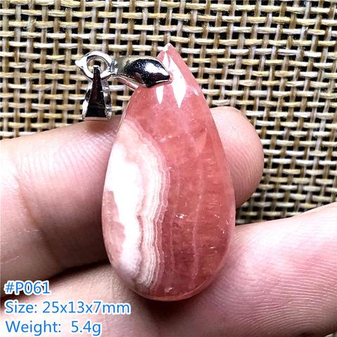 Necklace Pendant Natural Red Rhodochrosite Jewelry For Woman Lady Man Silver Crystal Beads Love Argentina Water Drop Stone AAAAA ► Photo 1/6