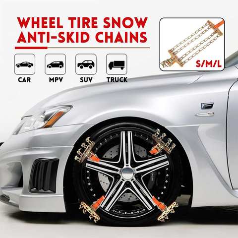 4 Chains Balance Design Car Snow Chains Tyre Tire Wheel Anti-skid Chain Wear-resistant Steel Winter Use Ice Snow Mud Truck ► Photo 1/6