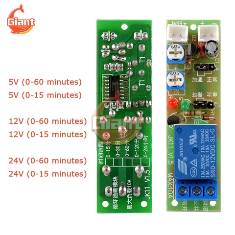 DC 5V 12V 24V Adjustable Cycle Delay Switch Relay Module 15min 60min Timer Control PLC Module Multifunctional Time Delay Relay ► Photo 1/6