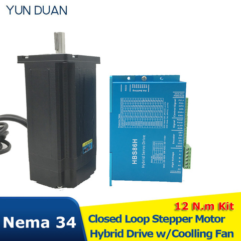 12Nm Closed Loop Stepper Motor  Drive kit for CNC Hybrid Encoder Easy Step Servo Nema 34 Closed Loop Stepper Motor ► Photo 1/6