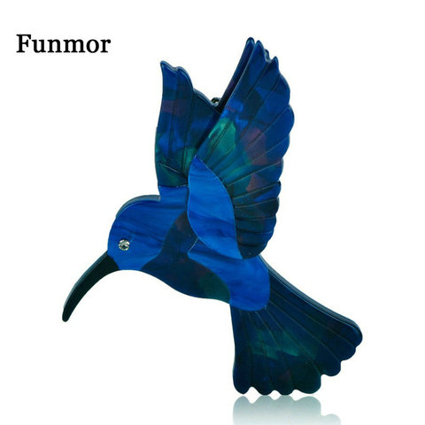 FUNMOR Resin Abalone Shell Blue Woodpecker Brooch Acrylic Handmade Vivid Animal Brooches For Women Kids Large Hijab Pins Jewelry ► Photo 1/6