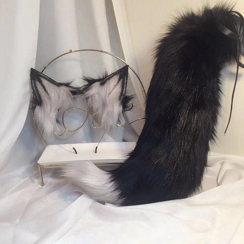 New black wolf anime beast tail beast tail wolf ear cat ear fox ear hair hoop custom COSPLAY ► Photo 1/5