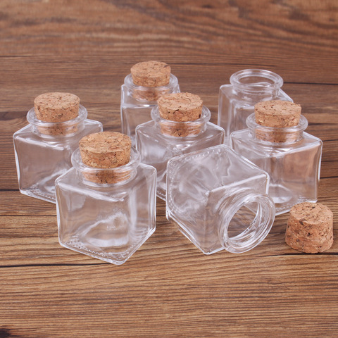 50ml Transparent Square Glass Bottles with Cork Stopper for Wedding DIY Crafts Gift 50ml Spice Jars Storage Bottles ► Photo 1/6