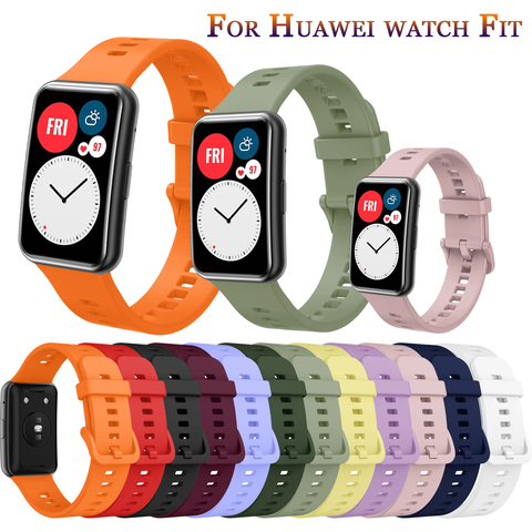 Soft Silicone Watch Strap For Huawei Watch Fit original SmartWatch Band Accessories For Huawei fit WristBand Bracelet with tool ► Photo 1/6