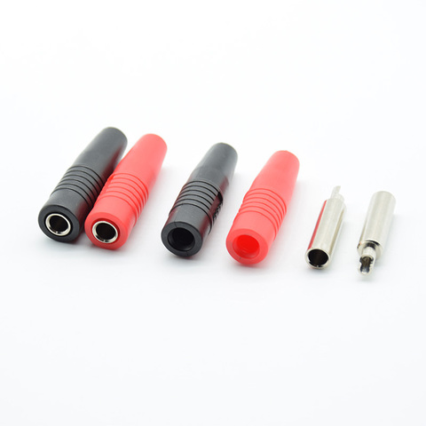 4pcs (2pcsRed&2pcs black) Brass 4mm Banana Female Insulated Jack Plug Wire Solder Connector ► Photo 1/3