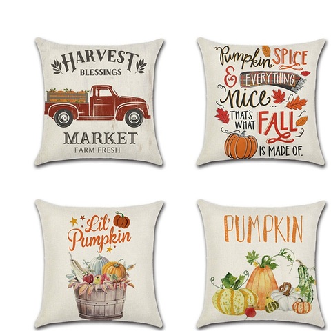 Happy Fall Pumpkin Car Printed pillow cushion cover kussenhoes Square Throw Pillowcase sofa home Thanksgiving Decor accessories ► Photo 1/5