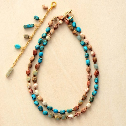 Etenity Natural Stone Lariat Necklace Imperial Jaspers Y Necklace Bohemian Jewelry for Women Girls Dropshipping ► Photo 1/4