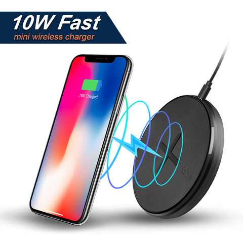 NILLKIN Button 10W fast Qi Wireless Charger for Samsung Note 10/ S10/S8 Mini Wireless Charging Pad For iPhone X/8/XR For Mi 9 ► Photo 1/6