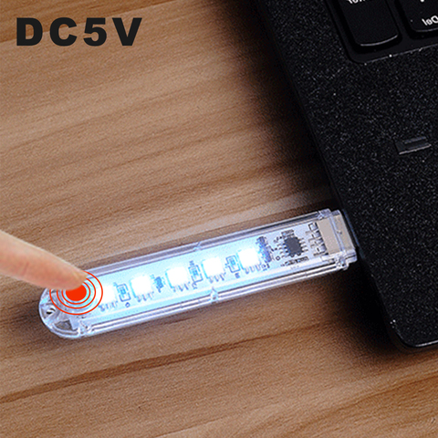 DC5V LED USB Mini Night Lights 8LEDs Colorful Atmosphere Lamps Key Switch 7 Colors Adjustable for Lighting Decoration Power Bank ► Photo 1/6