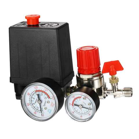 240V AC Regulator Heavy Duty Air Compressor Pump Pressure Control Switch 4 Port Air Pump Control Valve 7.25-125 PSI with Gauge ► Photo 1/6