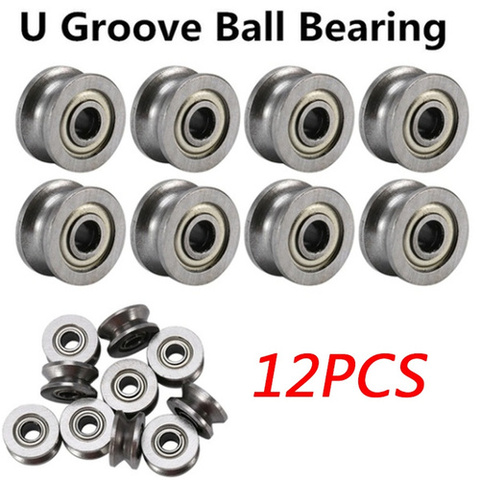 12Pcs/Set U604ZZ 4*12*4mm U Groove Ball Bearing Guide Pulley For Rail Track Linear Motion System ► Photo 1/3