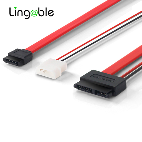 Lingable Slimline SATA Cable Slim SATA 7+6 13Pin to SATA 7Pin + Molex Power Data Converter Cable 30CM for CD/DVD drives ► Photo 1/6