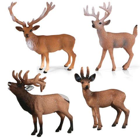 Realistic Animal Models Deer Action Toy Figures Moose Wapiti Elk Figurines Decoration Collection Toys For Kids Gift ► Photo 1/6