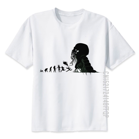 Cthulhu T Shirt Men Lovecraft Novel Unique Designer T-shirt Man's 100% Cotton Tee Shirts Summer High Quality Evolution Clothing ► Photo 1/4