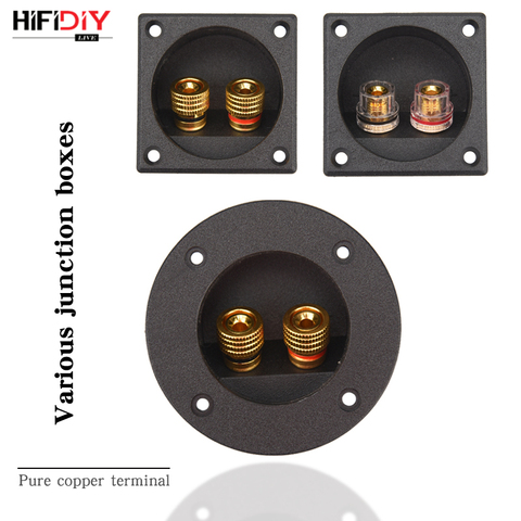 HIFIDIY LIVE Square circle (Install Hole 49mm) speaker junction Box  Terminal Shell 2 copper Binding Post Wire Cable Connector ► Photo 1/6