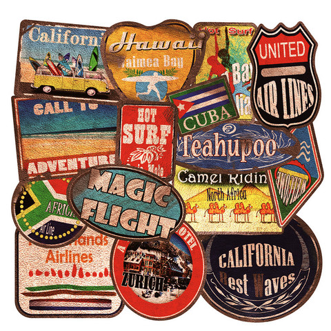 36pcs Retro Stickers Vintage Beach Surf Stickers Waterproof PVC Skateboard Luggage Motorcycle Laptop Car Laptop Surfing Stickers ► Photo 1/2