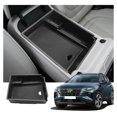 LFOTPP Car Central Armrest Storage Box For Tucson NX4 2022 Non-slip Rubber Container Auto Interior Tidying Accessories Black ► Photo 1/6