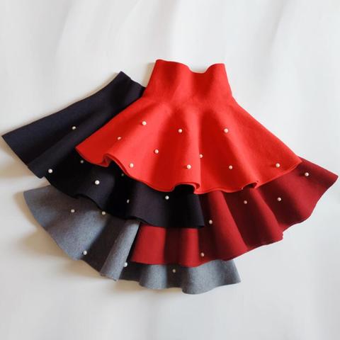Fall Winter Baby Toddler Bottoms School Girls Knitted Skirt Princess Pearls Dance Party Skirts For Kids Children Clothes JW6492 ► Photo 1/6