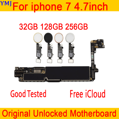 No iCloud for iphone 7 Motherboard with Touch ID/without Touch ID Original unlocked for iphone 7 Logic board,32GB 128GB 256GB ► Photo 1/3