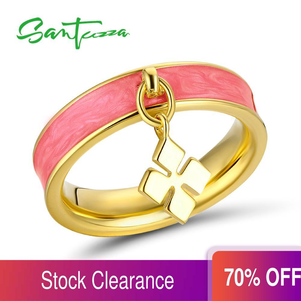 SANTUZZA Elegant Ring For Women Glamorous Multi-Color Rhombus Rings Trendy Party Fashion Jewelry Handmade Enamel ► Photo 1/6