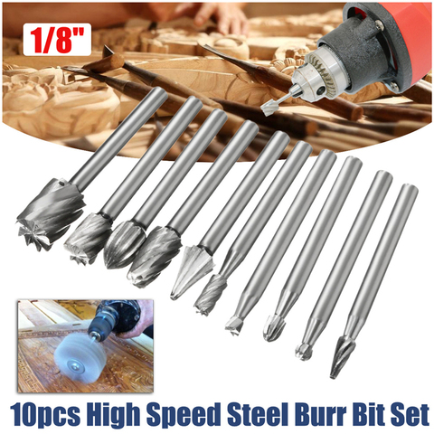 10pcs 1/8 Inch Shank Milling Rotary File Burrs Bit Set Wood Carving Rasps Router Bits Grinding Head ► Photo 1/6