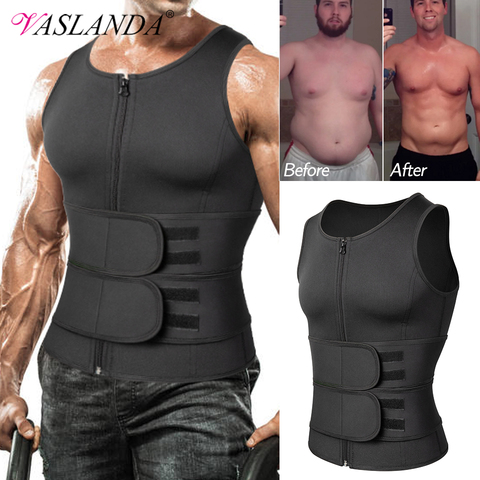 Men Body Shaper Waist Trainer Sauna Suit Sweat Vest Slimming