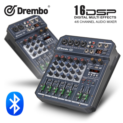 professional X4/X6 channel Protable audio mixer console with DSP effect Sound Card,bluetooth, USB, for DJ PC Recording ► Photo 1/6