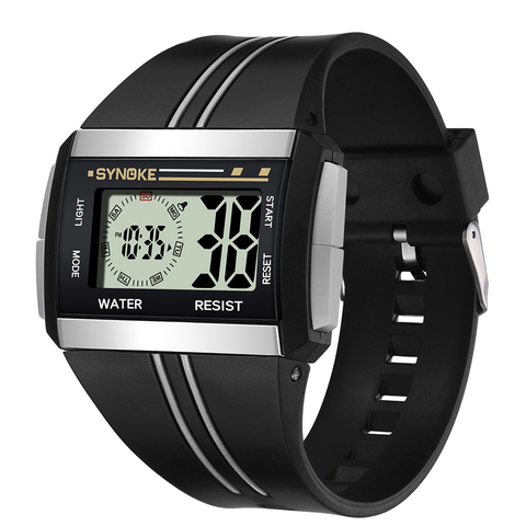 Men Rectangle Luminous Backlight Sports Stopwatch Date Alarm Digital Wrist Watch Mas-culino Fashion Men's Watch Large Dial Milit ► Photo 1/6