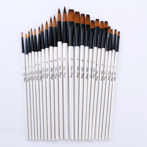 12pcs Nylon Hair Shell White Wooden Handle Watercolor Paint Brush Pen Set For Learning Diy Oil Acrylic Painting Brushes Supplies ► Photo 1/5