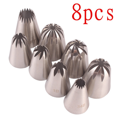 8Pcs Large  Russian Stainless  Steel Pastry Nozzles Icing Piping Tips Cream Rose Cake Set Decorating Cupcake Baking Tools ► Photo 1/6