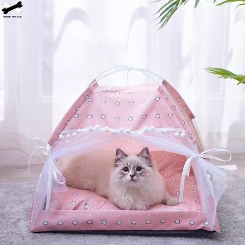 Foldable Cat Tent Portable Dog Bed House For Small Medium Dogs Breathable Puppy Nest Semi-closed Kennel Summer Pet Products ► Photo 1/5