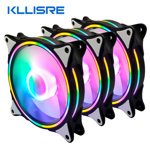 Kllisre LED Case Fan 120mm Fans Silent Sleeve Bearing 4pin Desktop PC Fan Computer Cooling Cooler CPU Coolers Radiators ► Photo 1/6