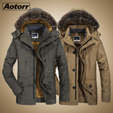 Men's Fur Collar Windproof Parkas Winter Militory fashion Jacket Men Thick Casual Outwear Jacket Plus Size 6XL Velvet Warm Coat ► Photo 1/6