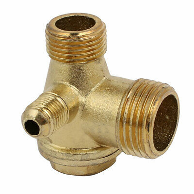 G1/2xG3/8xG1/8 Male Thread 3-Way Air Compressor Non-Return Check Valve Gold Tone ► Photo 1/3