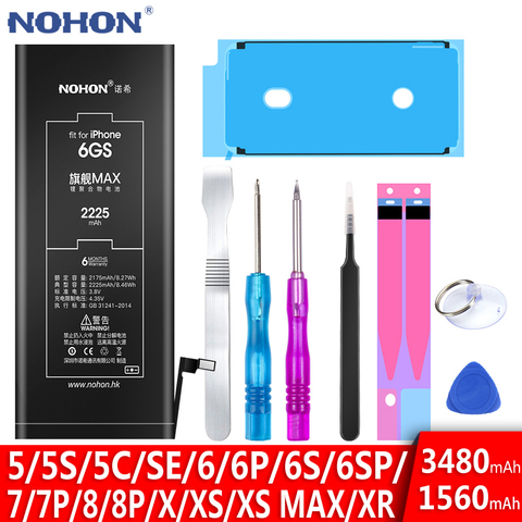 High capacity NOHON Battery For Apple iPhone 6 S 6S 5 C 5S 5C SE 7 8 Plus 10 X XR XS MAX iPhone5 iPhone6 iPhonex iPhone8 iPhone7 ► Photo 1/6