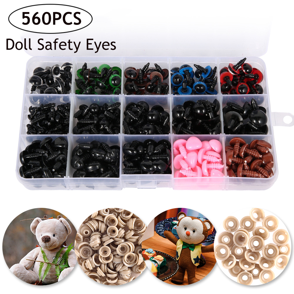 700 Plastic Safety Eyes For Crochet With Washers And Black Noses