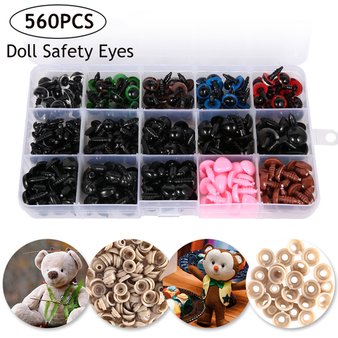 100pcs 6-12mm Black Plastic Crafts Safety Eyes for Bear Soft Toy Animal Doll  Amigurumi DIY Accessories
