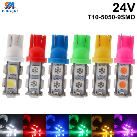 4 pcs DC 12V 24V w5w 194 T10 5050 9 SMD LED Bulbs Truck Car Door License Plate Clearance Lights White Blue Red Green Amber Pink ► Photo 1/6