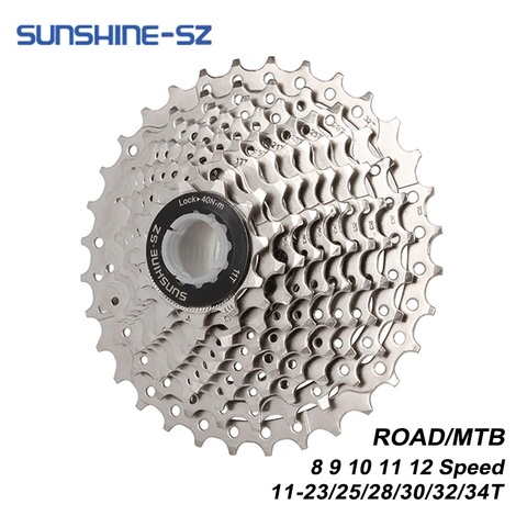 SUNSHINE Road Bike 8 9 10 11 12 Speed Velocidade 11-23T/25T/28T/30T/32T/34T Bicycle Cassette Freewheel MTB Sprocket for SHIMANO ► Photo 1/6