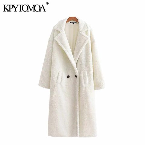 Vintage Stylish Thick Warm Faux Fur Teddy Jacket Coat Women 2022 Fashion Long Sleeve Pockets Winter Female Outerwear Chic Tops ► Photo 1/6
