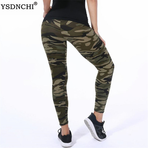 YSDNCHI Women Leggings High Elastic Skinny Camouflage Legging Slim Army Green Jegging Fitness Leggins Gym Sport Plus Size Pants ► Photo 1/6