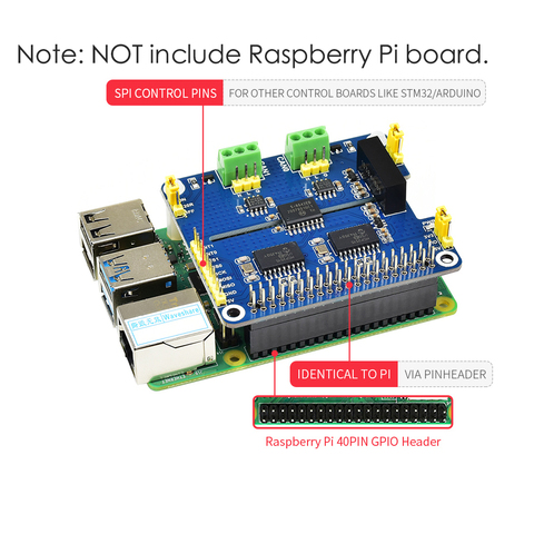 2-Channel Power Isolated CAN BUS Extension Expansion Board Module HAT Kit for Raspberry Pi RPI 3 4 Model B 3B Plus 4B Zero W ► Photo 1/6