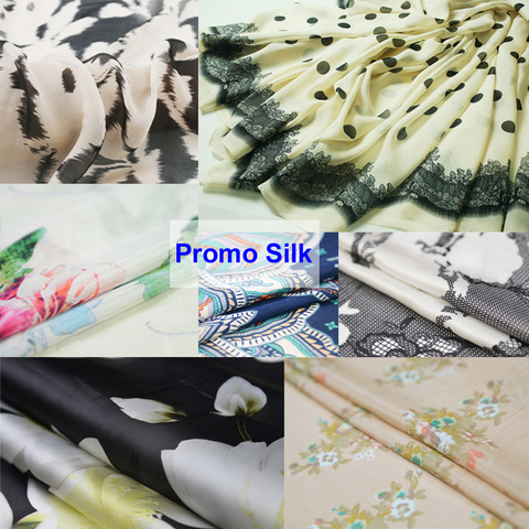 Meter Promotion Silk Fabrics Chiffon Crepe Organza Silk Linen Cotton Charmeuse Mesh Natural ► Photo 1/6
